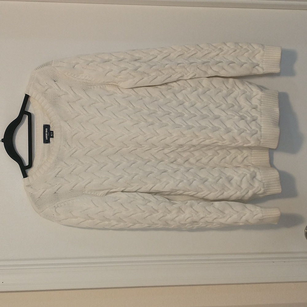 Lands' end cream drifter cable knit sweater MT